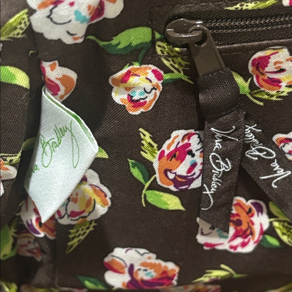 VERA BRADLEY Large Bowler Kisslock Satchel Mod Floral Pink Brown-Retired Pattern - Picture 14 of 14